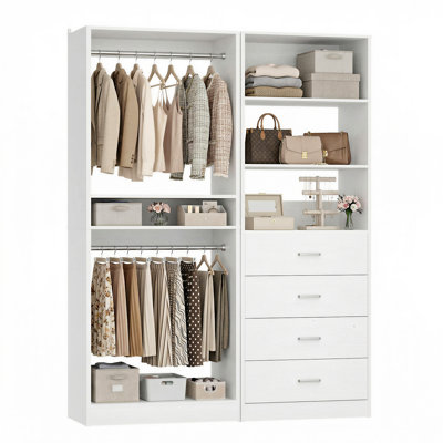 Closet System with Drawers, Shelves,Hanging Rods
