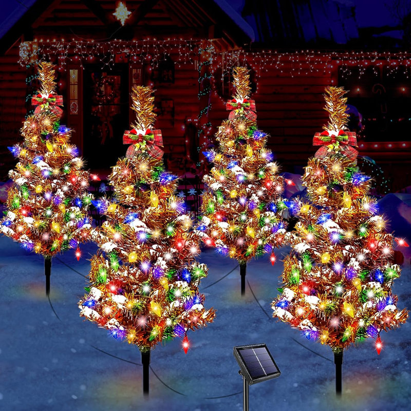 Décoration de Noël multicolore illuminée, piquet solaire d'extérieur à DEL pour jardin et tombe