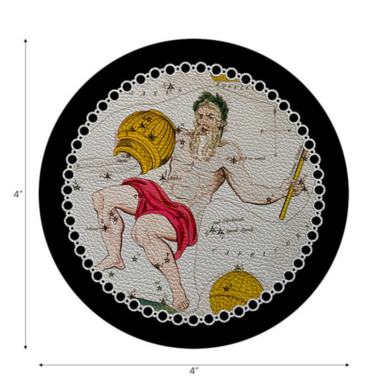 Sous-verres ronds Zodiac Aquarius, Noir
