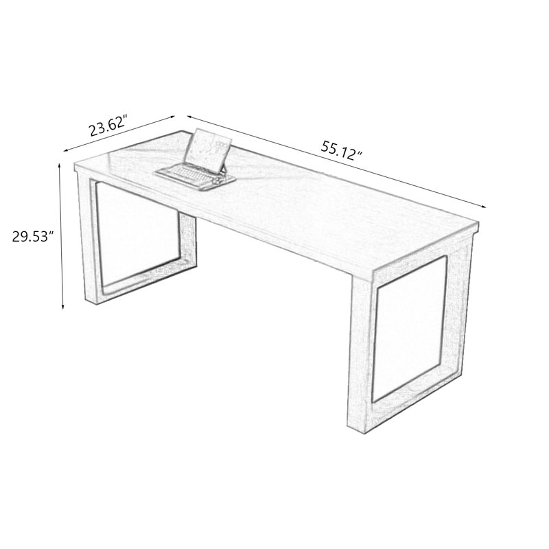 Bureau rectangulaire en bois massif brun noisette, 29.53” H x 55.12” W x 23.62” D