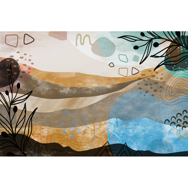 Boho Landscape 303 - Impression sur toile tendue, H 12 po x l 18 po x P 1,5 po