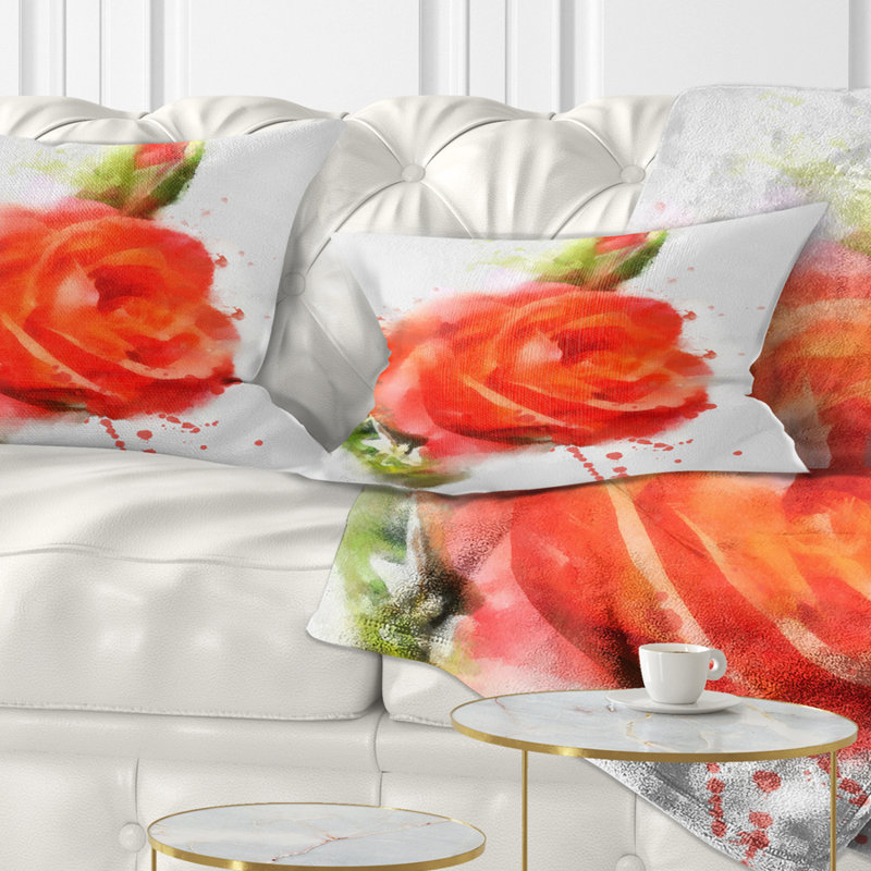 Coussin lombaire à motif floral rose