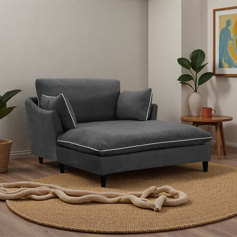 Chaise longue moderne avec coussins, Noir