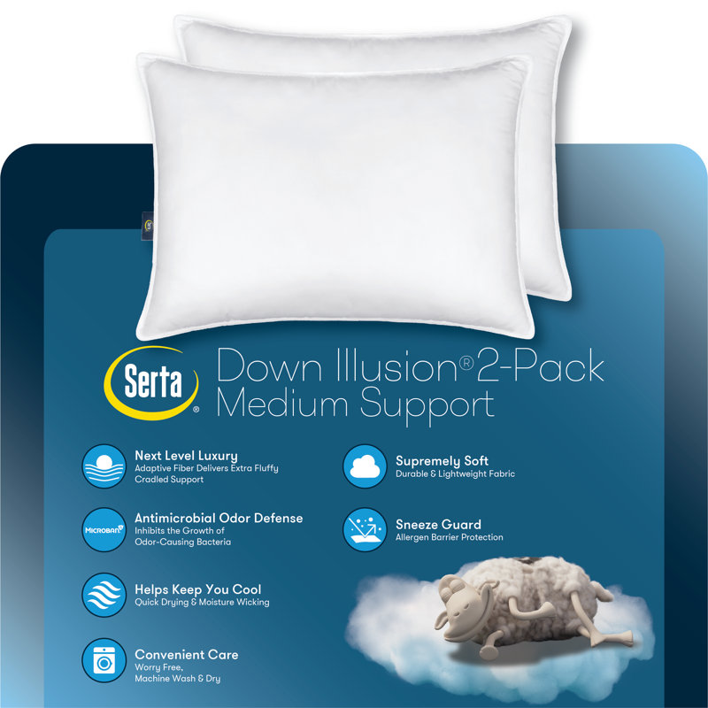 King Size White Hypoallergenic Polyester Bed Pillows (Set of 2)