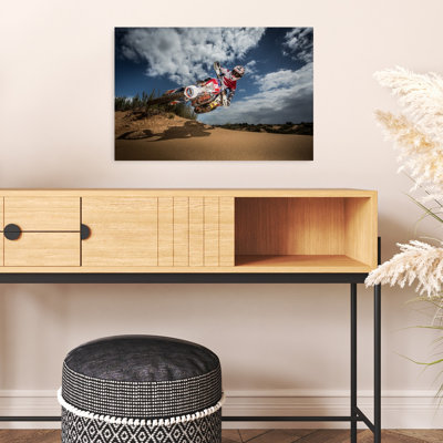 Motocross en plein vol, paysage abstrait contemporain, affiche murale nature