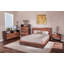 Lit en bois d'acacia Darmon avec finition noyer brut-411256546