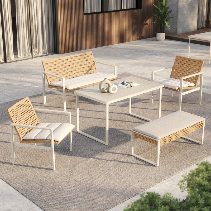 Outdoor 5-piece Seating Group With All-weather Wicker And Cushion