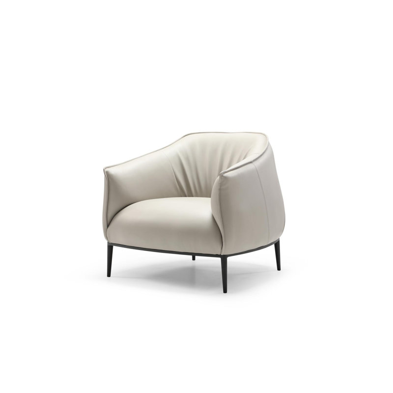 Fauteuil en similicuir et acier 32 po gris clair et noir