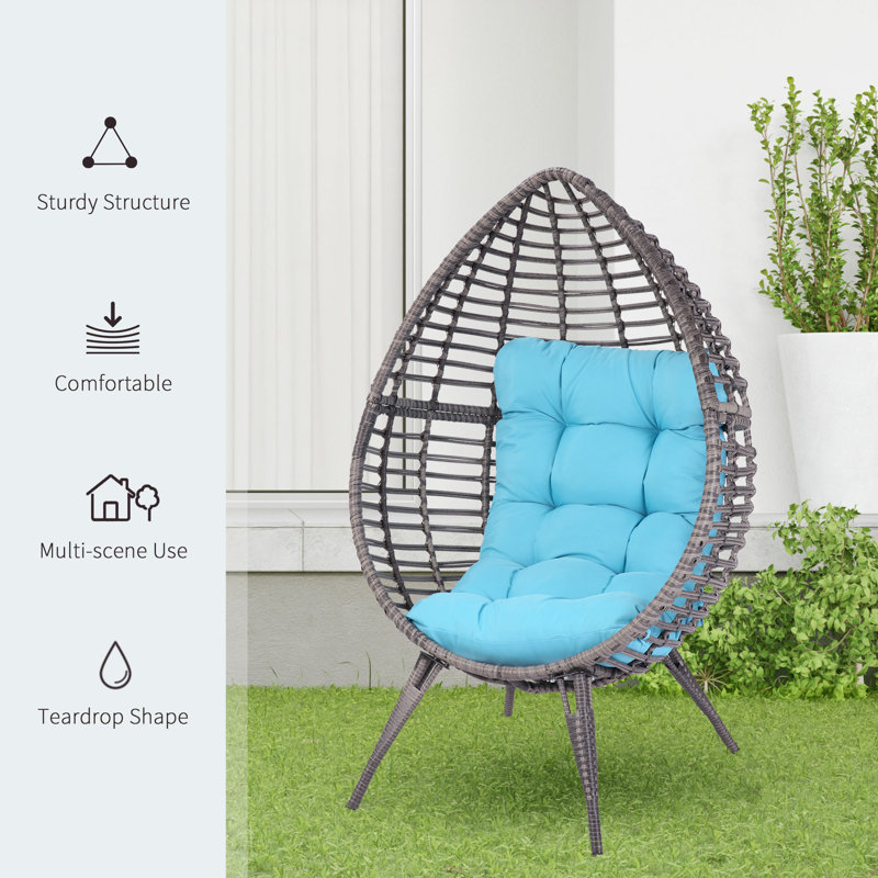 Luxembourg Wicker Outdoor Lounge Chair, Blue, Gray
