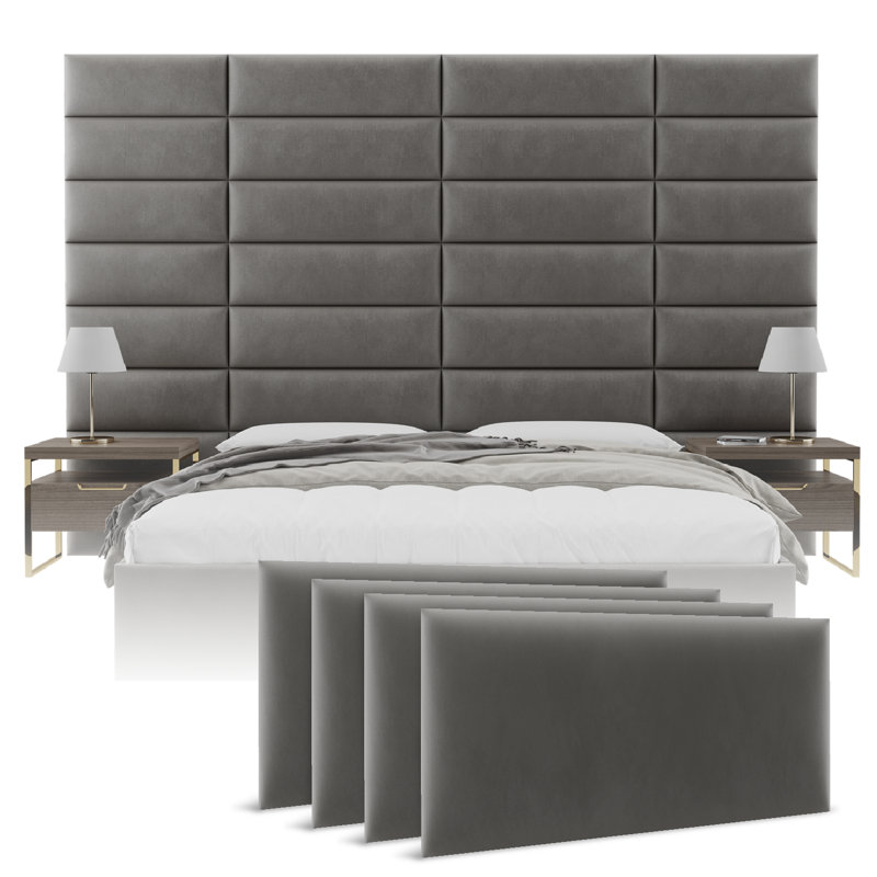 All Upholstered Headboard, Velvet Gothic Grey, Large