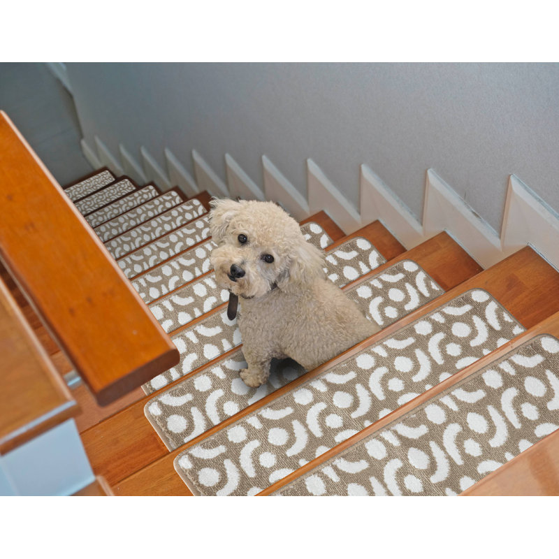 Tapis d’escalier beige doux et beige treillis Allain