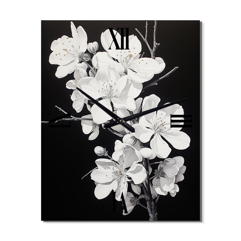 Horloge murale moderne à fleurs, H 28 po x l 12 po x P 1 po