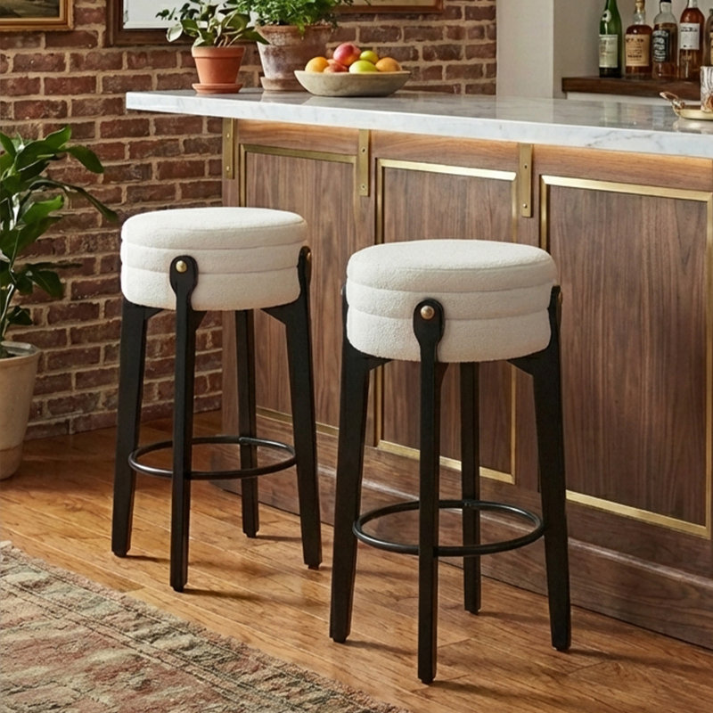 Modern Bar Stools Upholstered Counter Stools Kitchen Stools For Island, Beige