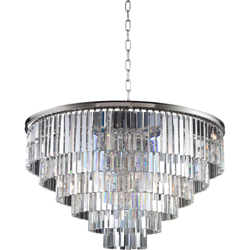 Yazmin 10 - Light Tiered Chandelier, Polished Nickel, Crystal (Clear)