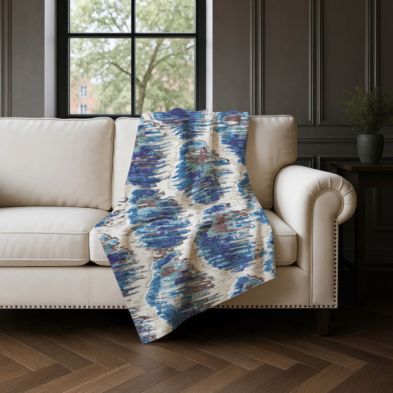 Jeté en laine Sherpa ASB767 Addison, Bleu