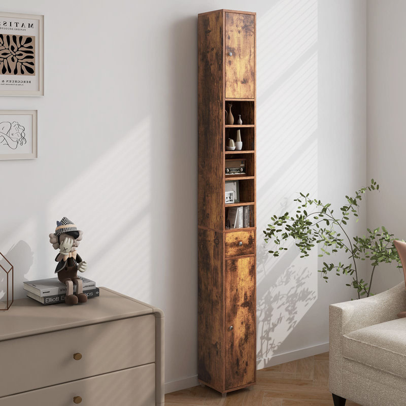 Freestanding Linen Cabinet, Grey/White