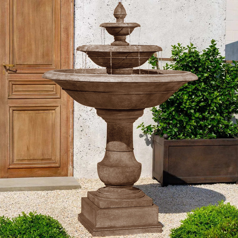 Savannah Hand Crafted Weather Resistant Floor Fountain, Brownstone