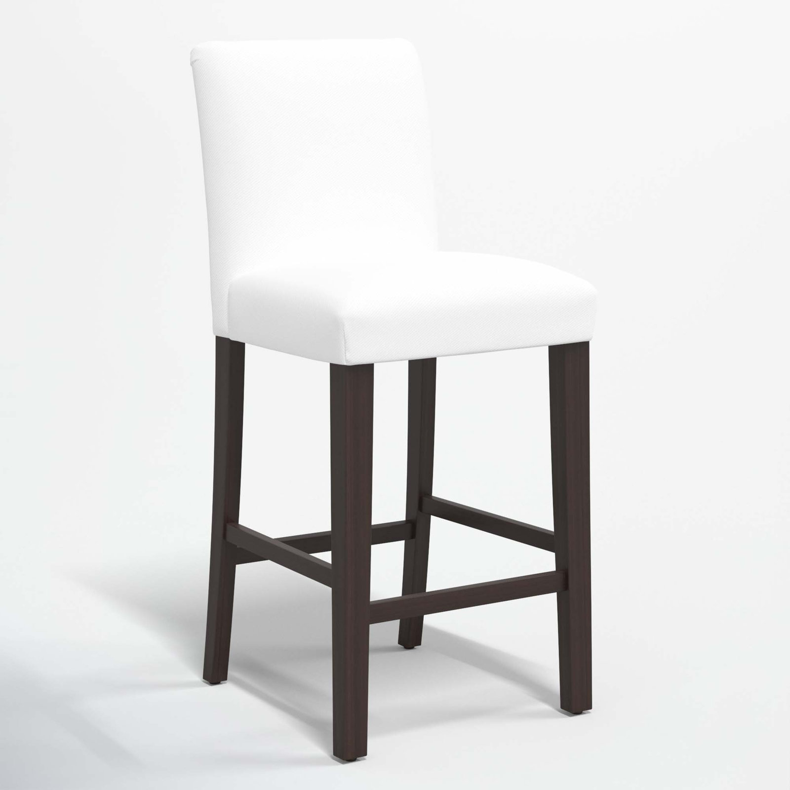 Hadrien Bar and Counter Stool, Bar Stool (31” Seat Height), White Performance Twill, Black Wood