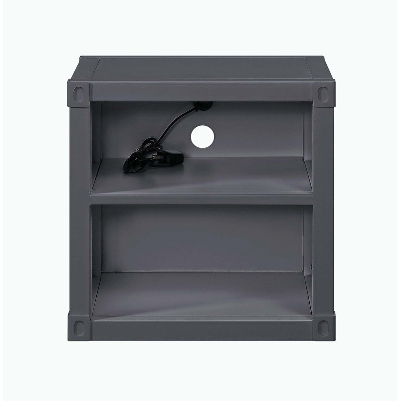 Gunmetal Finish Nightstand W/USB, Gunmetal
