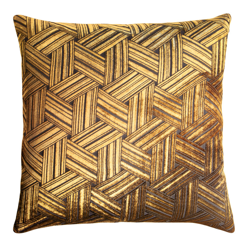 Entwined Square Velvet Pillow Cover & Insert, Copper Ivy, 22" x 22"