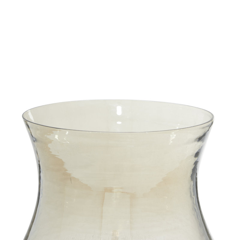 Glass Handmade Turned Style Pillar Hurricane Lamp with Smoked Glass Finish, Bronze