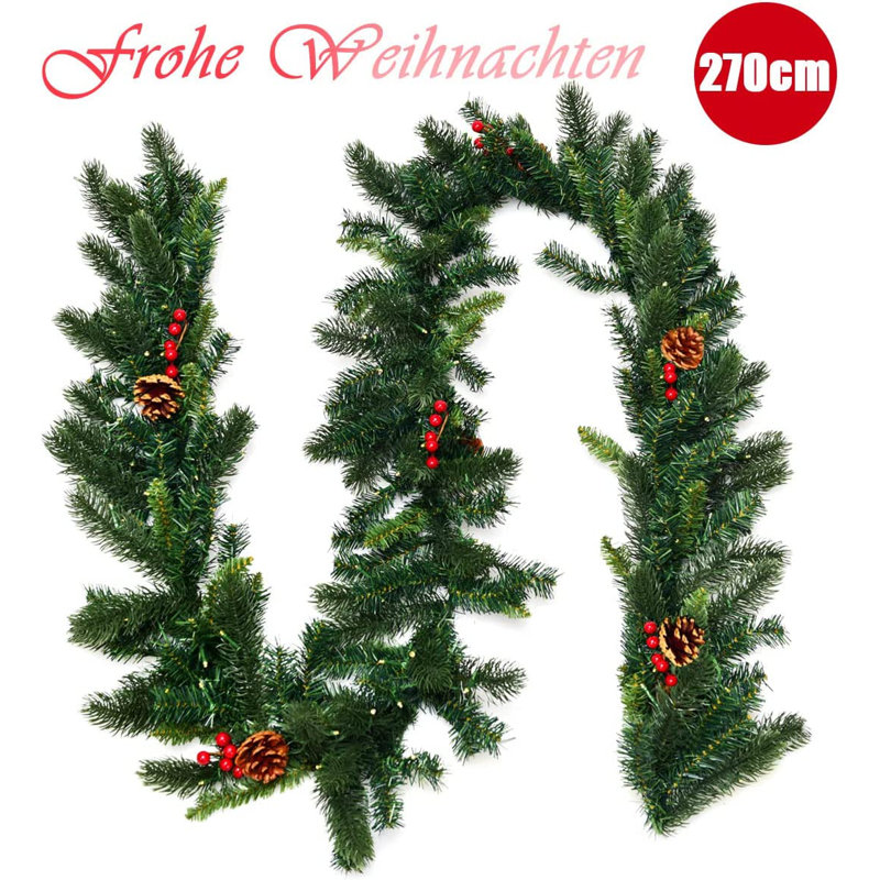 270cm Lighted Faux Berry Garland with Lights