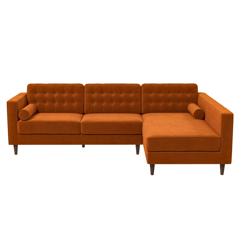 Canapé modulaire en velours Christian, Orienté à droite, Velours orange