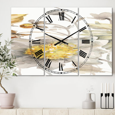 Fields of Gold Watercolor Flower III - Horloge murale traditionnelle