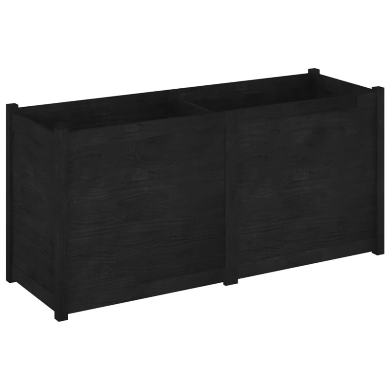 Wood Pot Planter, 27.6" H x 59.1" W x 19.7" D, Black