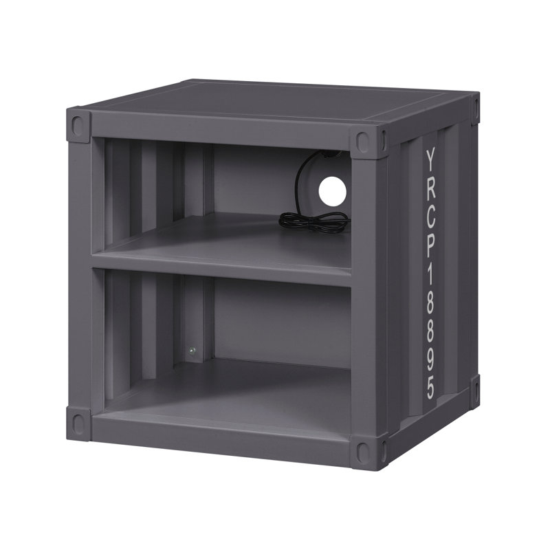 Table de chevet avec tablette ouverte Gunmetal