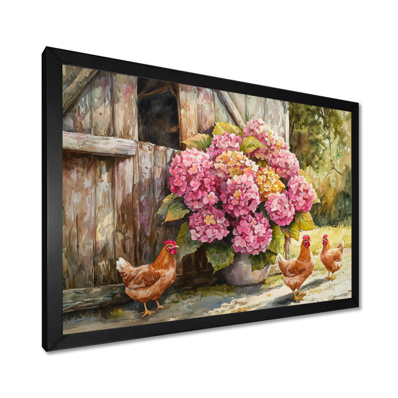 Doshier hydrangées par le poulailler II - hydrangées, art mural, Reproduction encadrée d'une seule photo, H 30 po x l 40 po