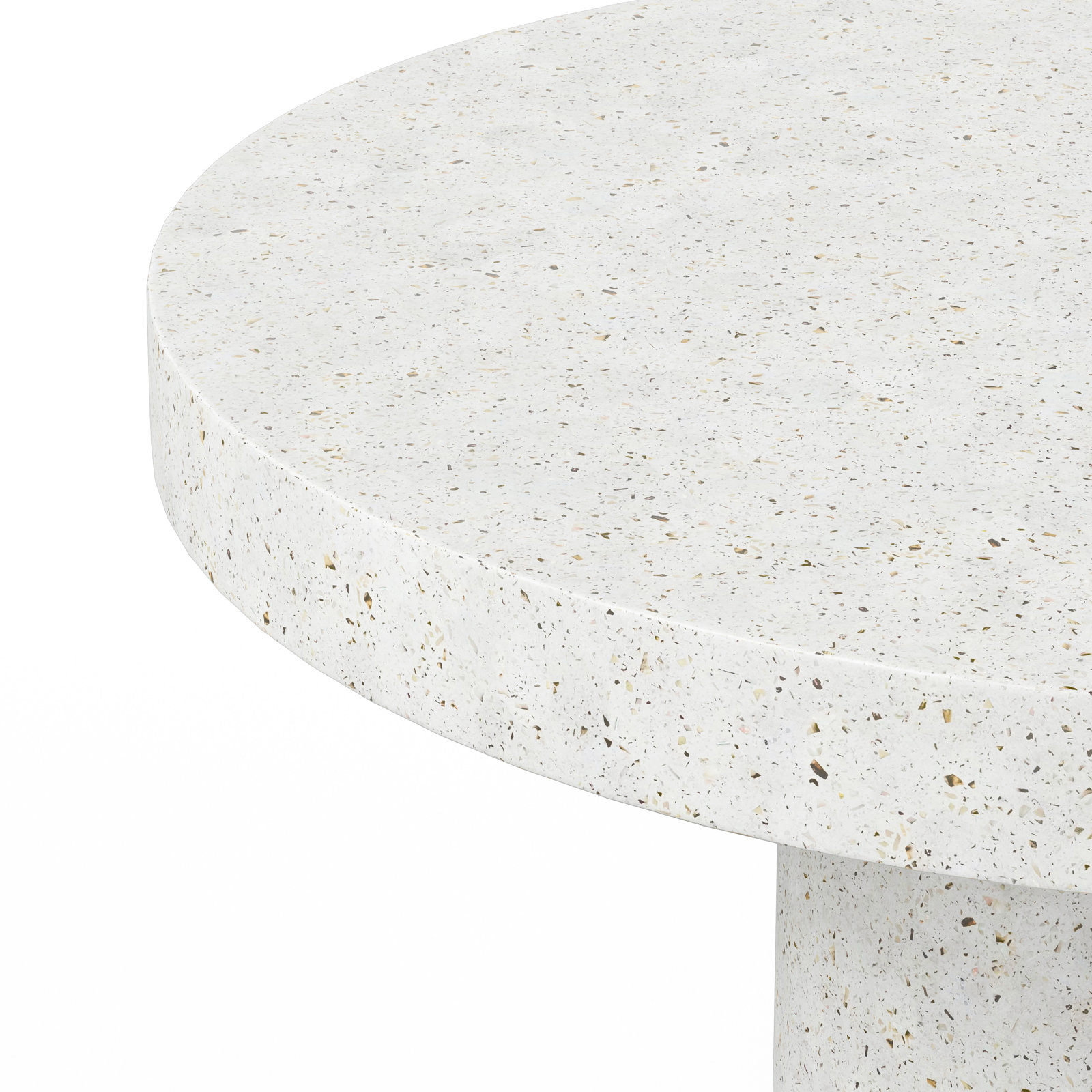 Kareen Concrete Pedestal Dining Table, Ivory Terrazzo, Bar Table (41.75" Height), 47.25" Round