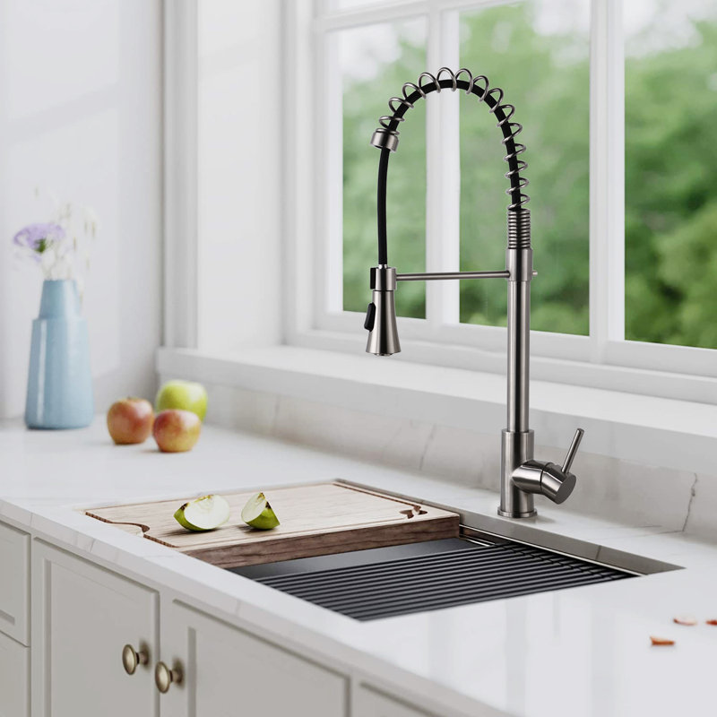 Système de filtre à eau à poignée simple en nickel brossé commercial