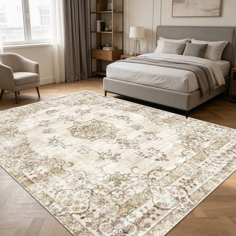 1PC vintage distressed Persian floral area rugs for Living Room, Soft and Comfortable, Suitable for all seasons, easy-to-maintain, machine washable Indoor floor mat, Under Table Farmhouse suitable for dining room, bedroom, entryway, home office,