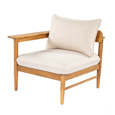 Terassi Outdoor Acacia Wood Sofa, Light Teak Finish With Beige Cushion