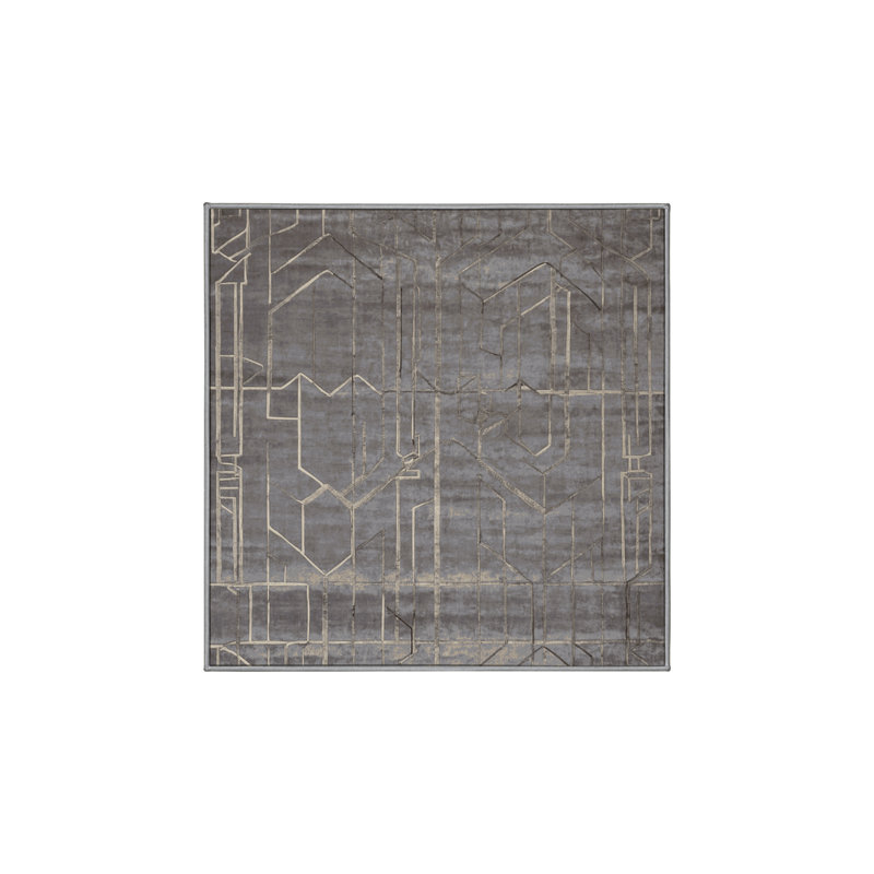 Machine Washable Gray Area Rug, Square 8'