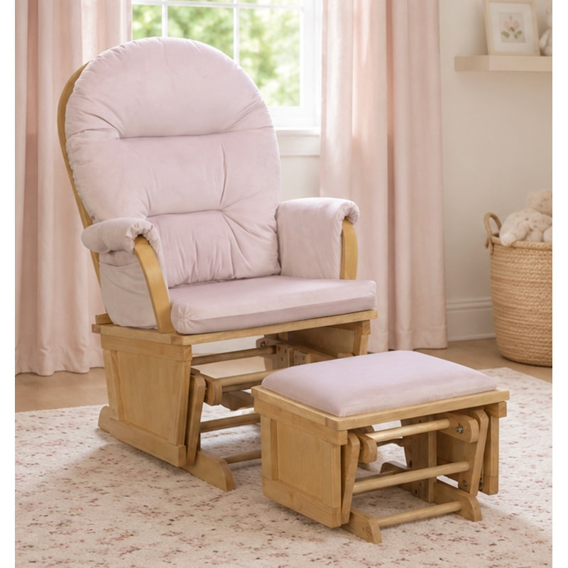 Madison Glider With Ottoman, Poetic Natural, Pink 