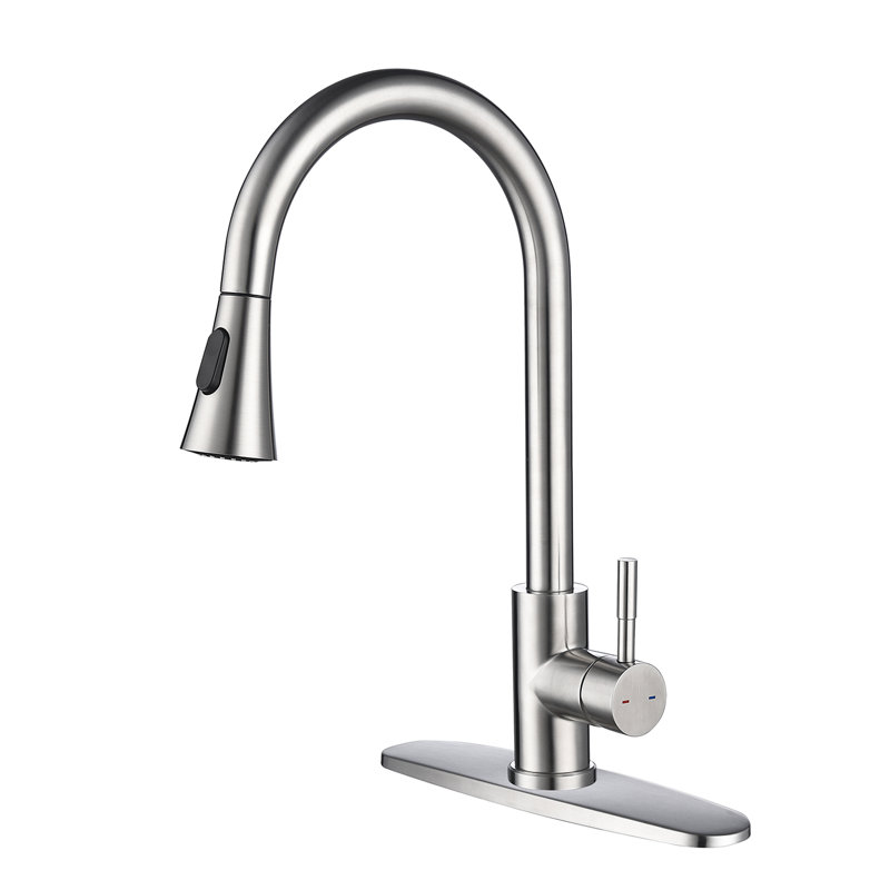 Brushed Nickel Kitchen Faucet, Pull Out Spray, Stainless Steel Material, Simple Installation Procedure Build, Method