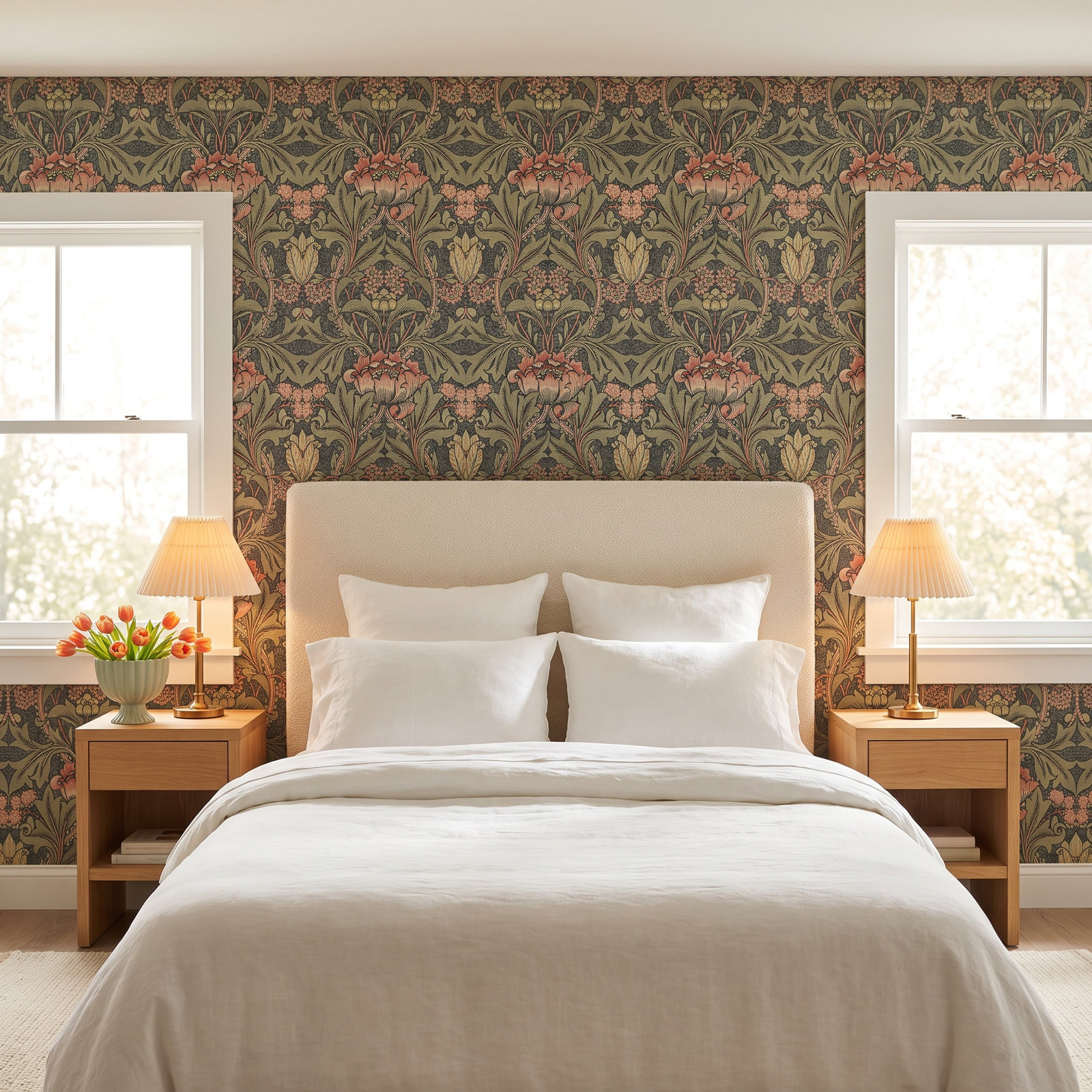Rihanon Wallpaper Roll, Ebony/Olive