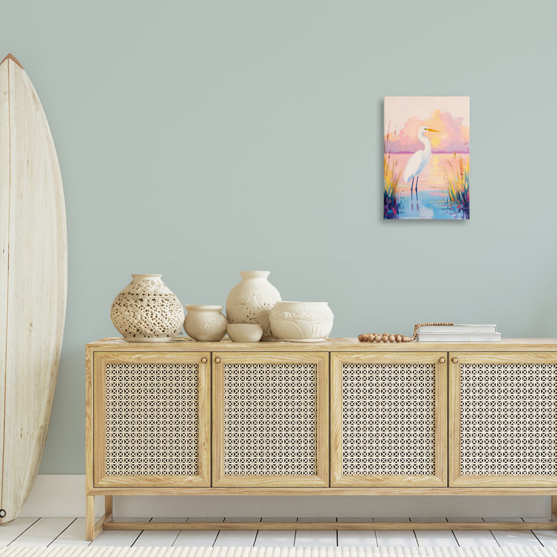 «Egret under Beaming Sunset» par Arlington Prints, H 24 po x l 16 po