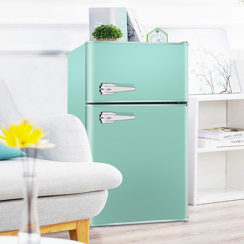 R.W.FLAME Retro 3.2 Cu. ft. Freestanding Mini Fridge with Freezer, Green