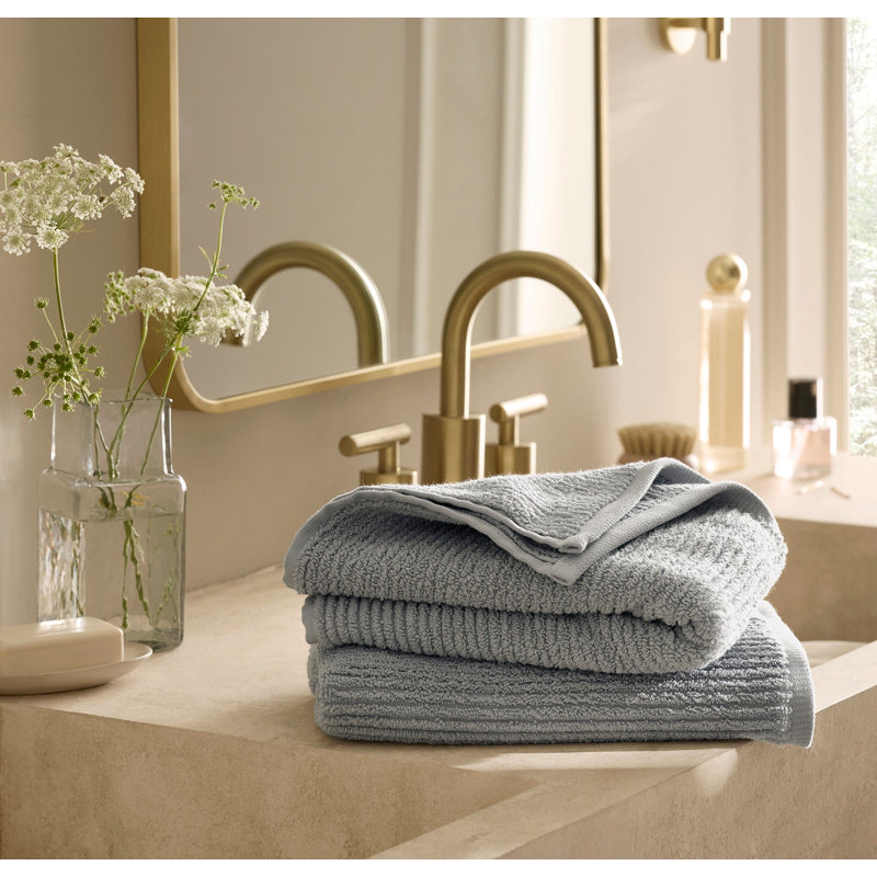 Turkish Ribbed Ribbed Towel Set, Hand Towels - 2 Pack, Shore