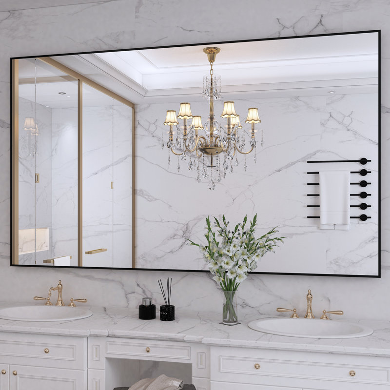 Miroir d'appoint Lesamuel, 36 po x 60 po, Noir mat, Rectangulaire