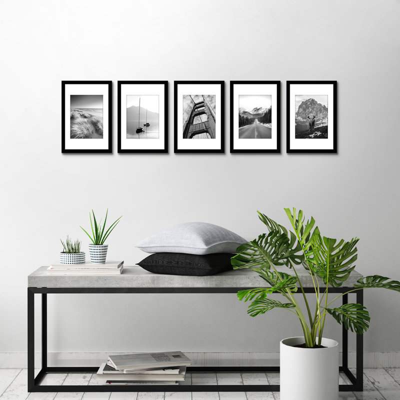 Cadres muraux avec passe-partout Gallery, 8" x 12" with mat for 6" x 8", Noir