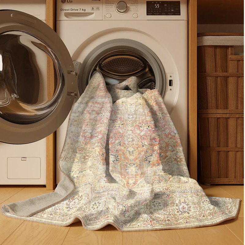 Tapis 100% traditionnel lavable à la machine 3972, Rectangle 5 pi x 7 pi