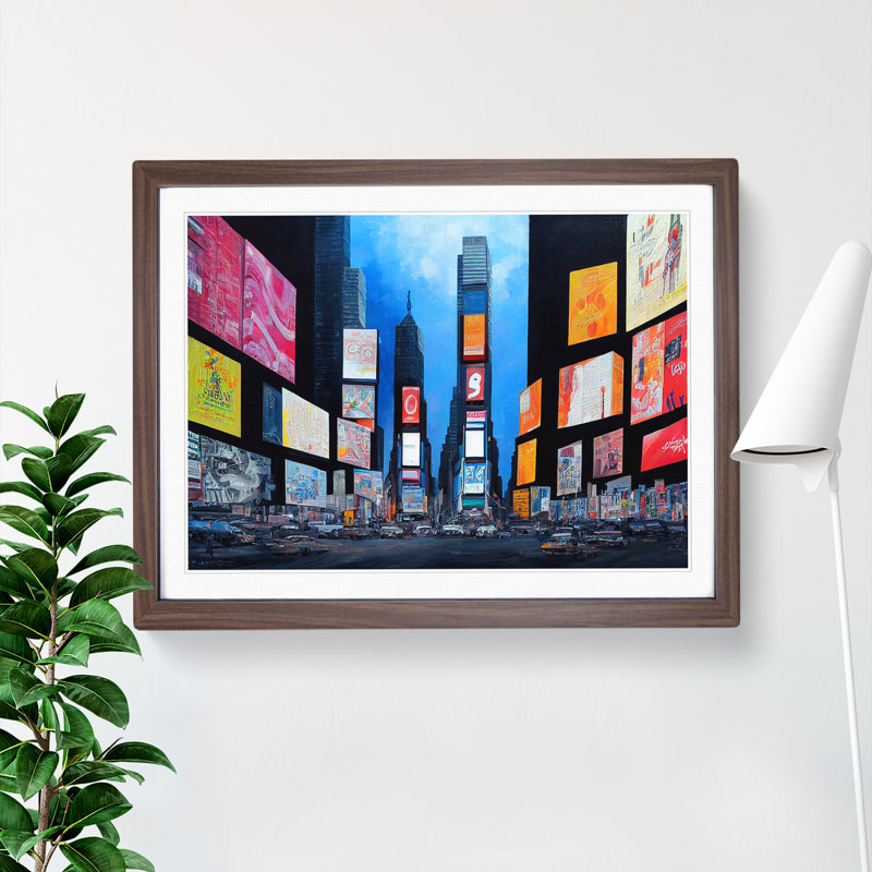 Times Square Vol.4 1 Piece Single Picture Frame Wall Art, 34cm H x 46cm W x 2cm D, Walnut Framed