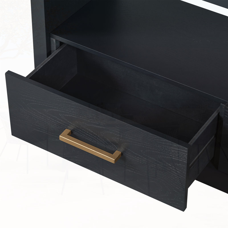 Classic Design with Three Drawers and Spacious Surface Console Table, Black