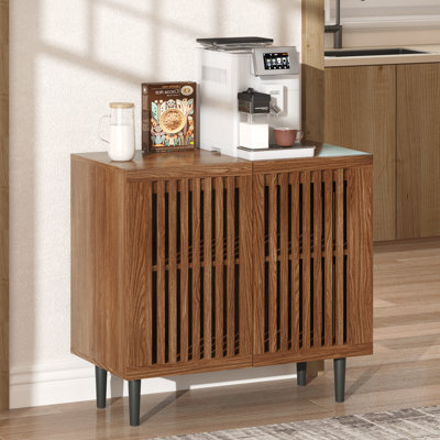 Farmhouse Buffet Cabinet With Storage, Sideboard Coffee Bar Cabinet With 2 Doors And Adjustable Shelf For Kitchen,Dining Room,Living Room