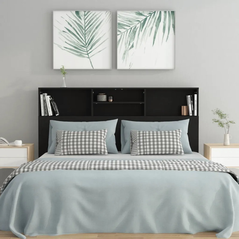 Melby Headboard Cabinet, King (5'), Black