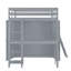 Lit mezzanine double gris avec garde-robe et tablettes de bureau-2068699615